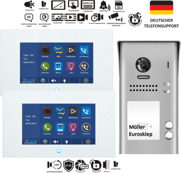 Preview: 2 Familien 2 Draht Bus Videotürsprechanlage ZD49 7"+ DT607-S2 170° Fischaugenkamera Aufputz