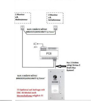 Preview: Zwei Familienhaus Schaltplan für 2 Draht BUS Video Türsprechanlagen ZD471