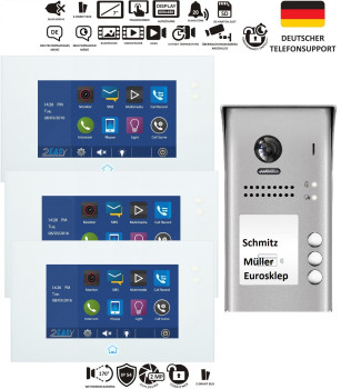 Preview: 3 Familien 2 Draht Bus Videotürsprechanlage ZD49 + DT607 RFID 170° Fischaugenkamera Aufputz