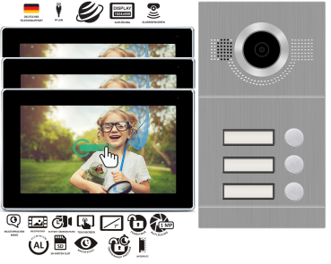 3 familienhaus ip video türsprechanlage set mit 3 monitoren