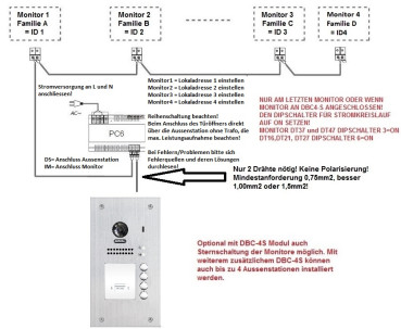 Preview: Sprechanlagen Schaltplan 3 Familienhaus 2 Draht Bussystem ZD49+DT607id