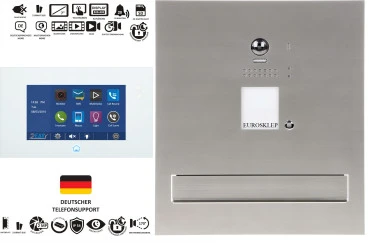 Briefkasten Video Türsprechanlage 7“ TFT Touchscreen&Videospeicher 2 DRAHT+ 1-EFH DT607ID RFID 2MP Farb Fischaugenkamera Durchwurfbriefkasten