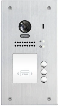 3 Familien Videotürsprechanlage DT471 7" Monitor mit Touchscreen + 3-MFH DT607F/ID/FE-S3 RFID 170° Fischaugenkamera Unterputz Edelstahl