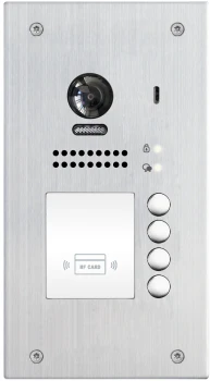 4x DT471 7" Monitor mit Touchscreen + 4-MFH DT607F/ID/FE-S1 RFID 170° Fischaugenkamera Unterputz Edelstahl
