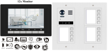 12 Familienhaus Video Türsprechanlage ZD17+DT821 KEYPAD RFID 2MP Fischaugen Weitwinkel Farbkamera