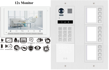12 Familienhaus Video Türsprechanlage ZD17+DT821 KEYPAD RFID 2MP Fischaugen Weitwinkel Farbkamera