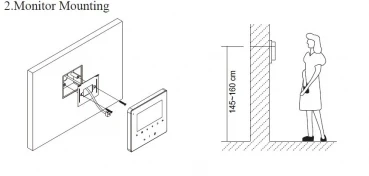 Montagehöhe Monitor ZD437+DT607 DreifamilienTürsprechanlage Eurosklep DT437 4Familien