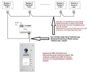 Schaltplan 4 Familienhaus 2 Draht Bussystem Videotürsprechanlage ZD437+DT607ids4