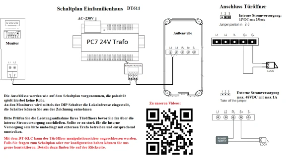 Schaltplan 1 Familienhaus 2 Draht Bussystem DT611 Keypad