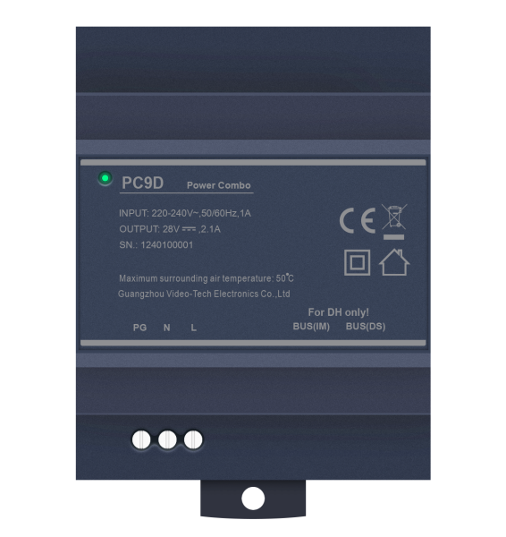 Hutschienentrafo PC9 zur Spannungsversorgung der 2 Draht BUS Video Türsprechanlage im 3-Familien Mehrfamilienhaus