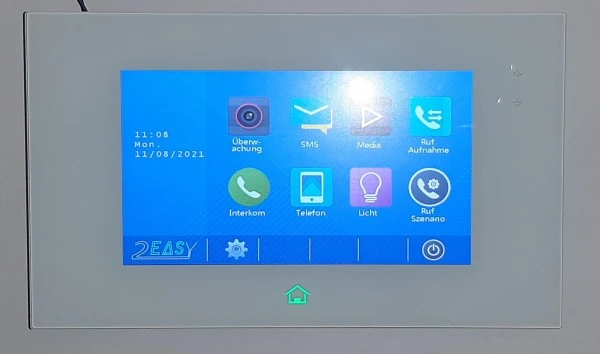 4 Familien 2 Draht Bus Videotürsprechanlage DT49 7" Monitor mit Touchscreen + DT607ID/-S4 RFID 170° Fischaugenkamera Aufputz